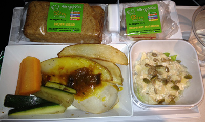 Gluten Free economy class dinner on Air New Zealand from Auckland to Hong Kong